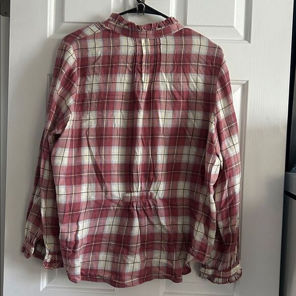 Birds of Paradis by Trovata Finley Pintuck Plaid Blouse Size L - Picture 7 of 8